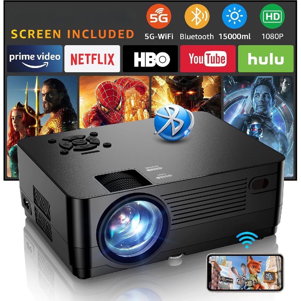 Home Cinema Tv Screen - Proiettore Cinematografico 5G WiFi Bluetooth Full